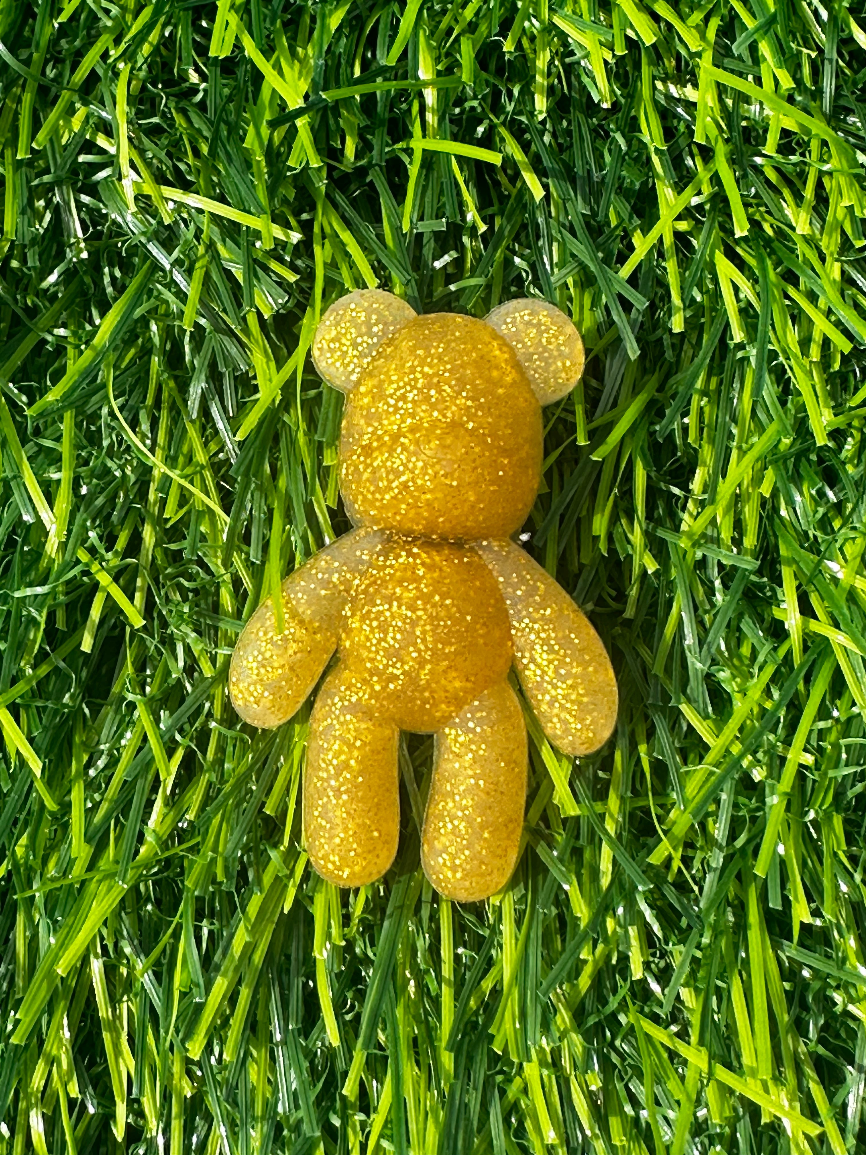 Gold matte glitter teddy bear shoe charm