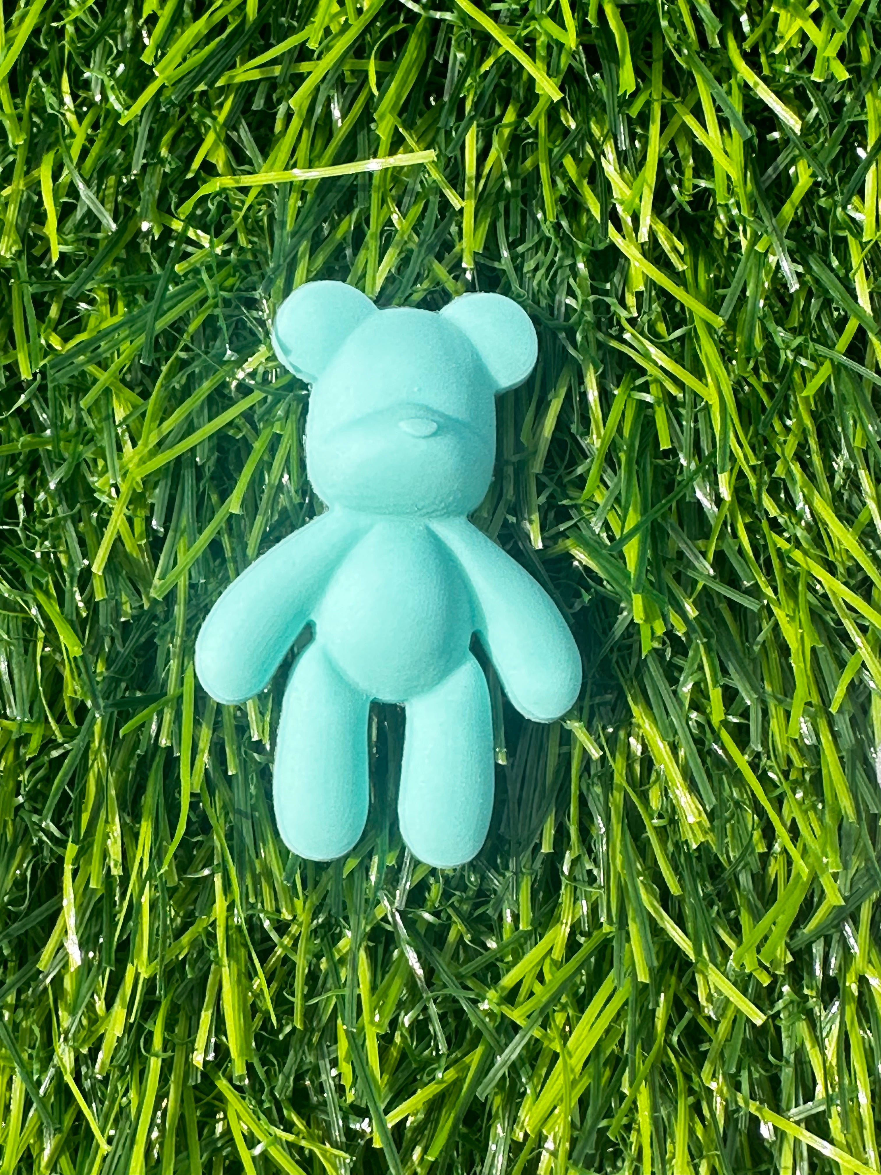 Glossy turquoise teddy bear shoe charm