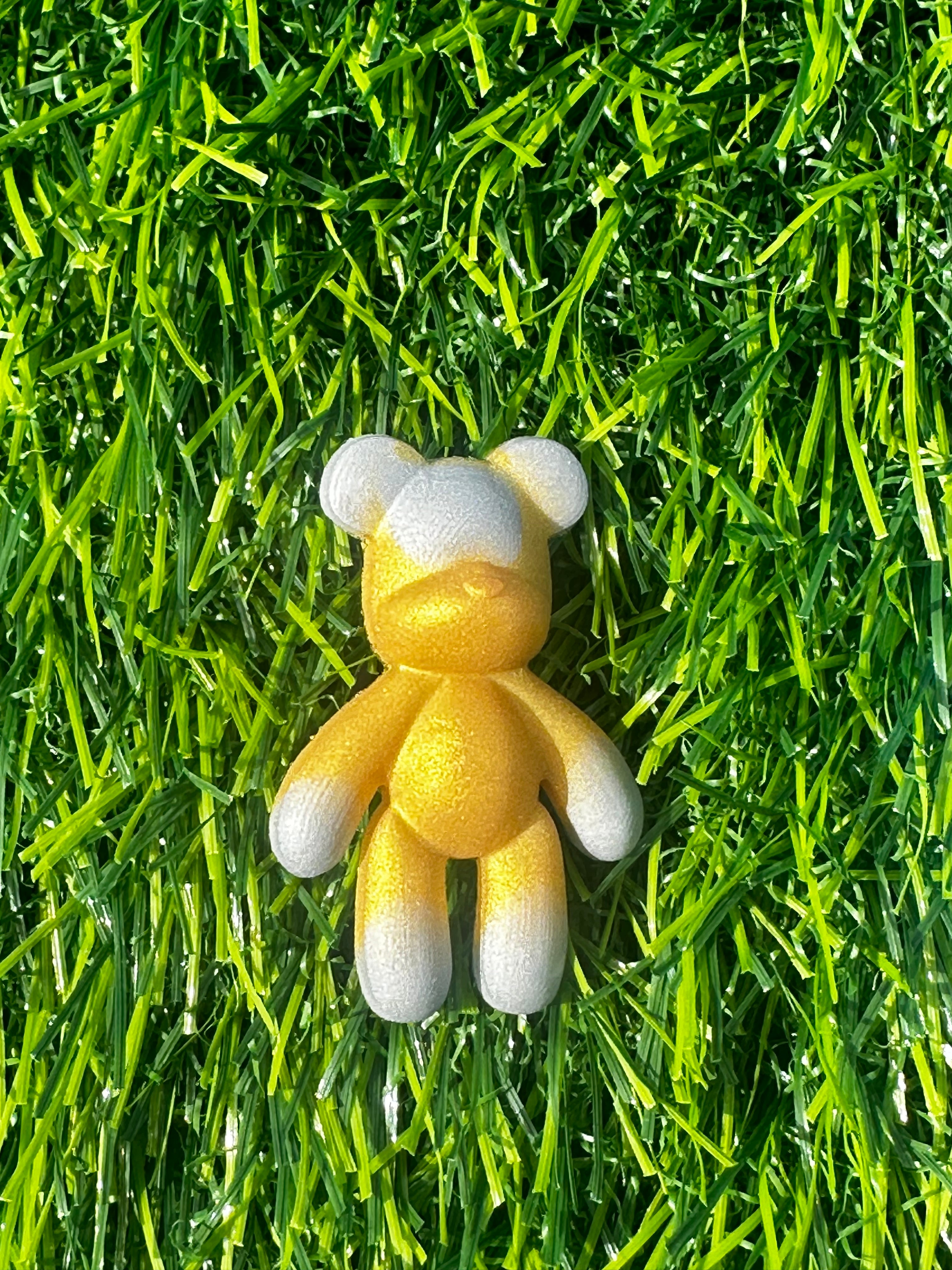 Gold & silver matte teddy bear shoe charm