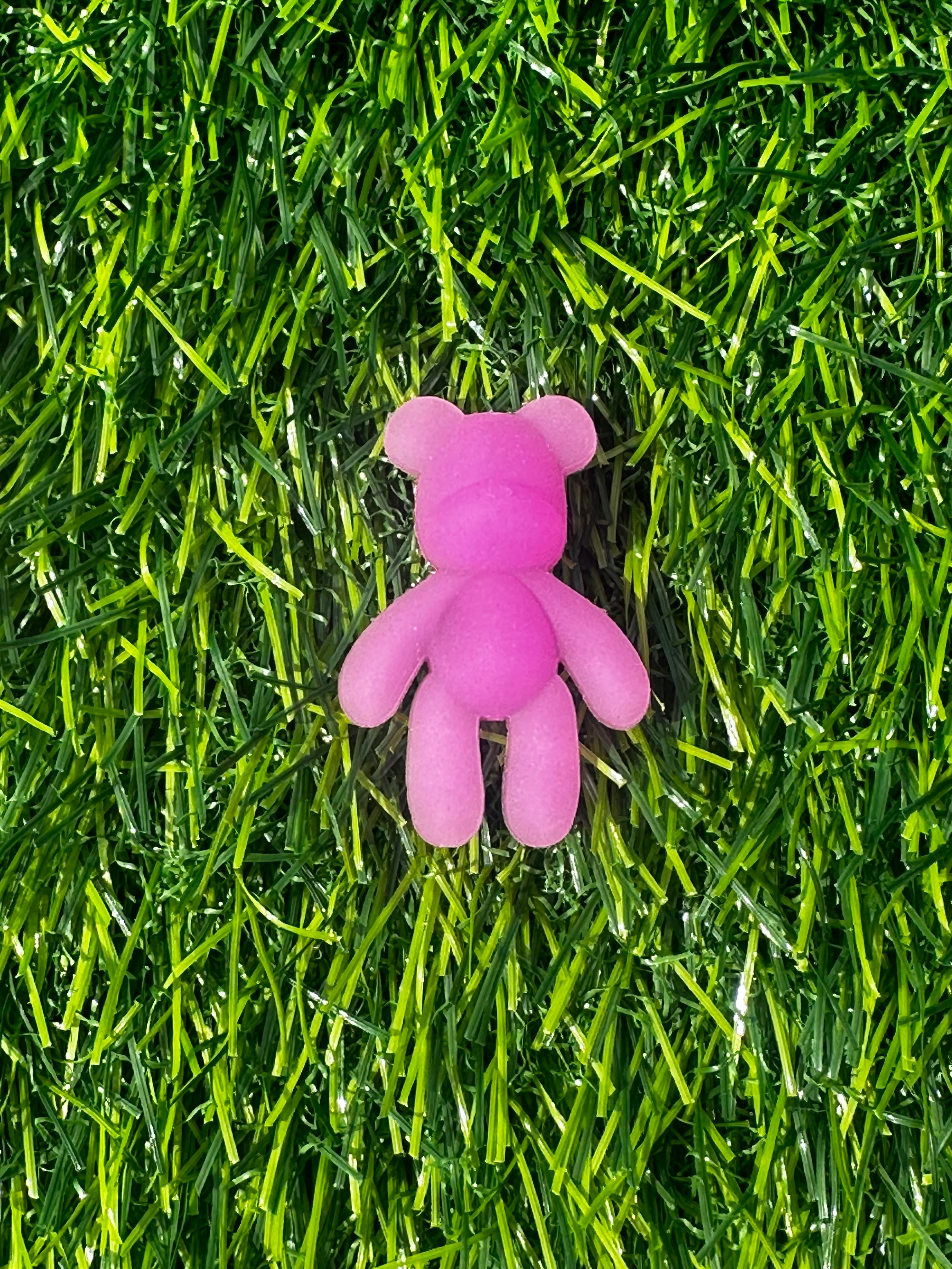 Pink matte teddy bear shoe charm