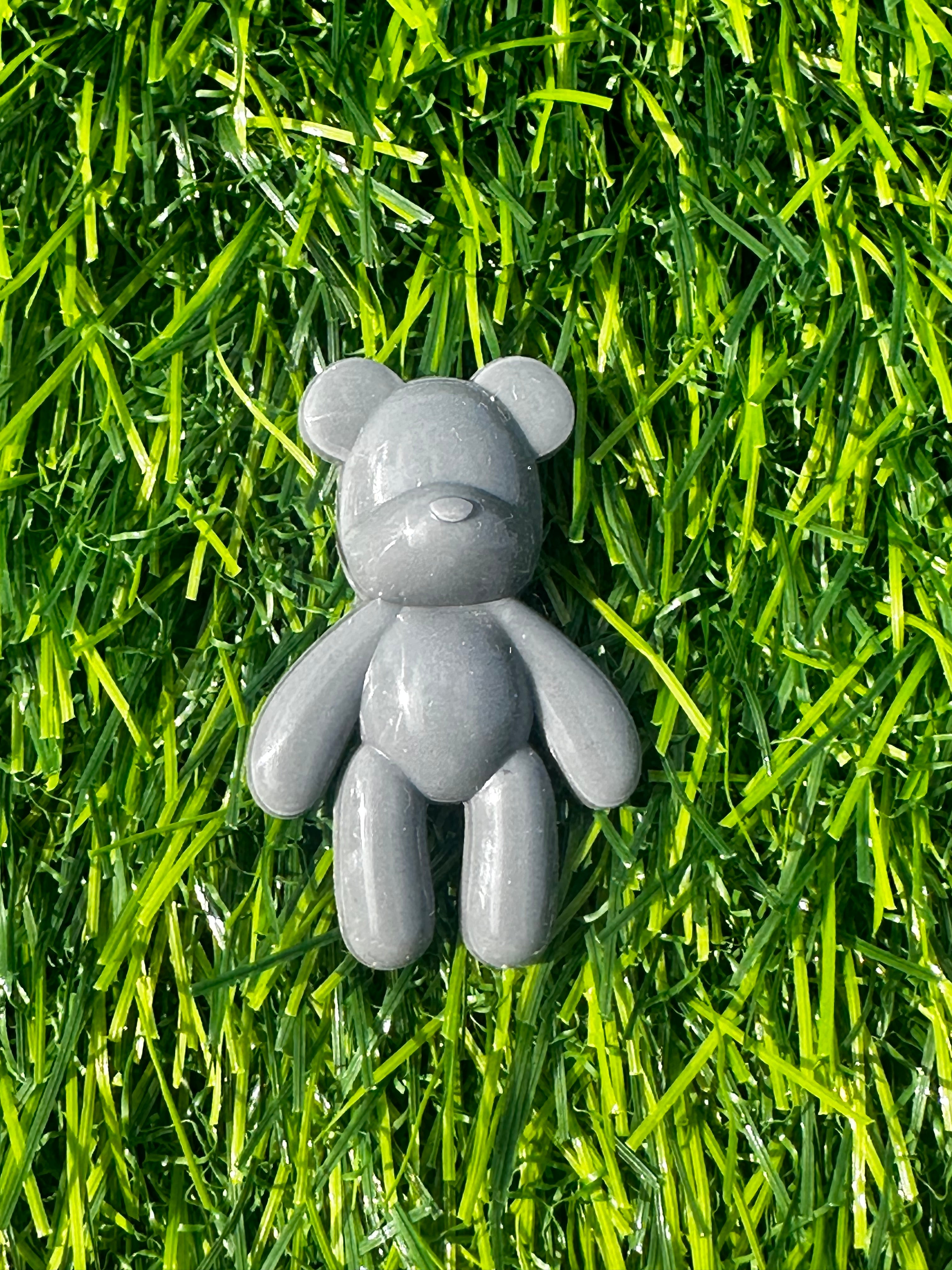 Grey glossy teddy bear shoe charm