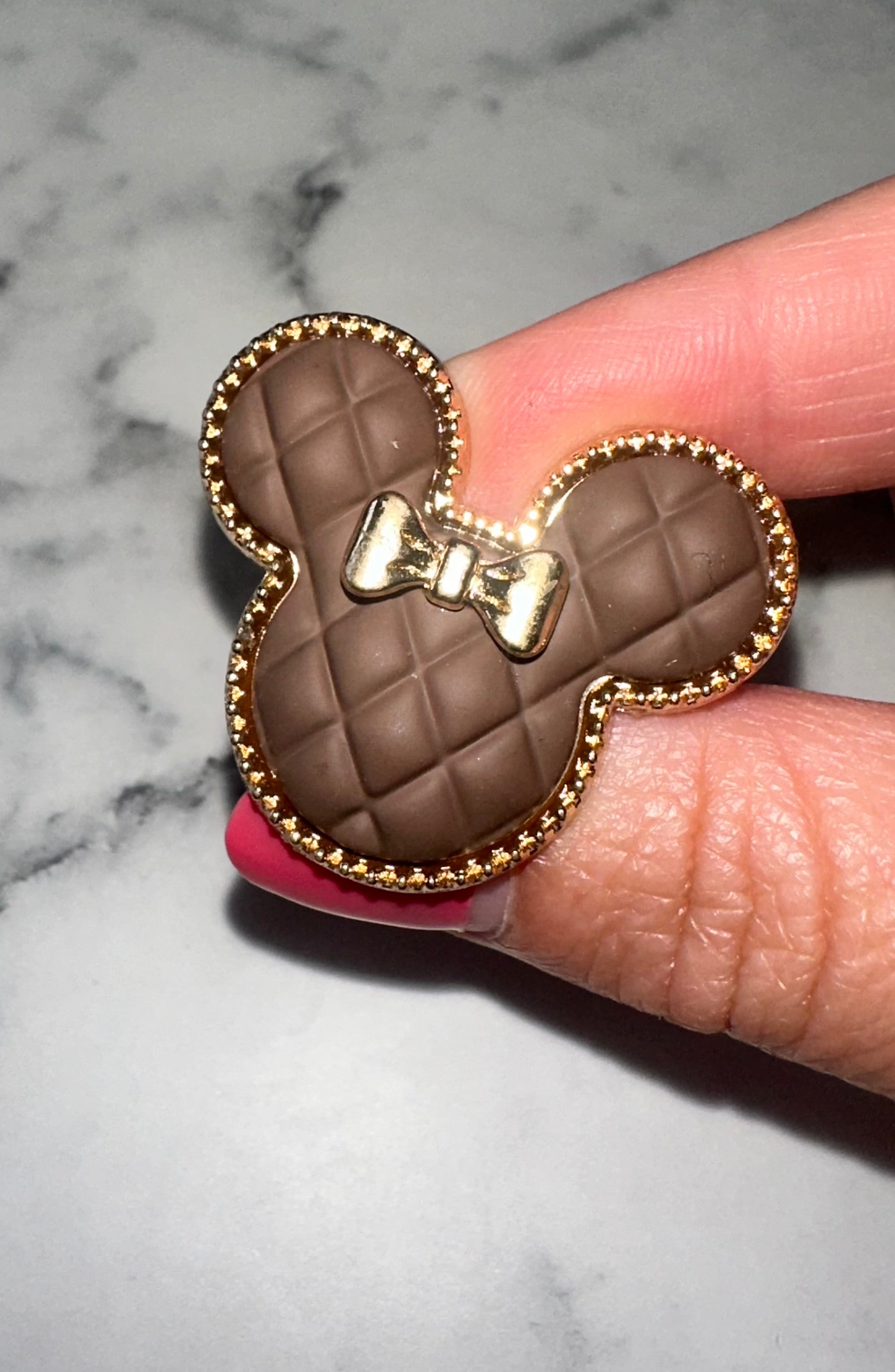 Brown Quilted Mini Shoe Charm
