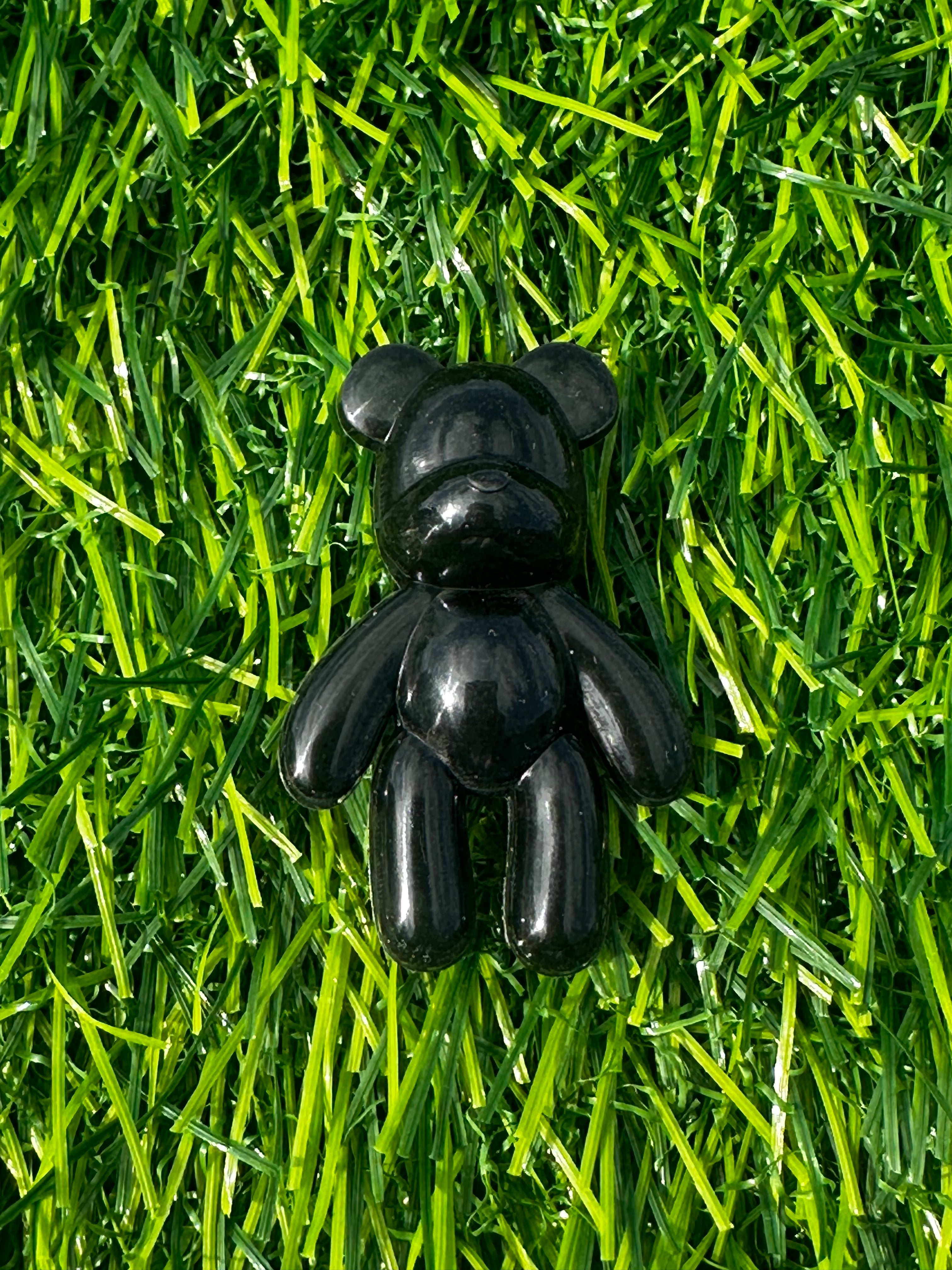 Glossy black teddy bear shoe charm