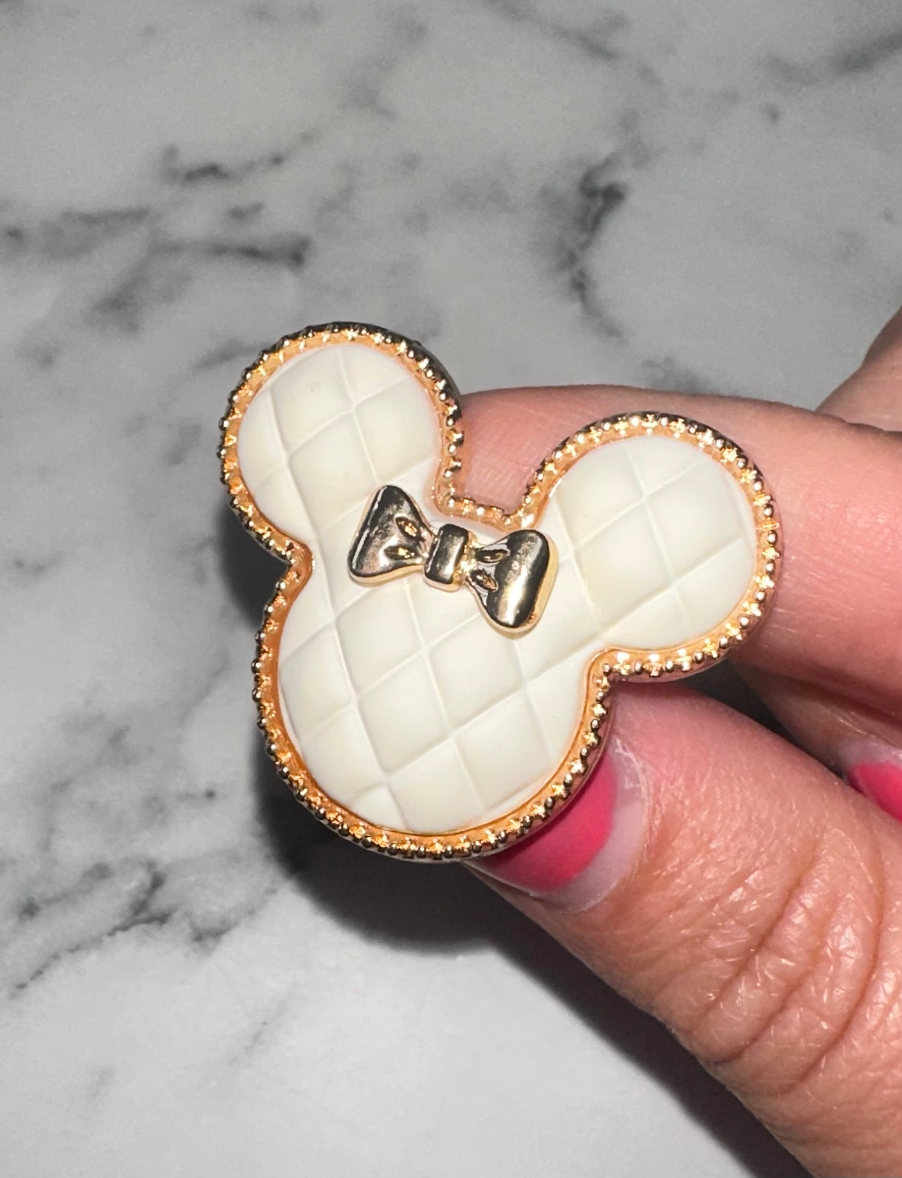 White Quilted Mini Shoe Charm