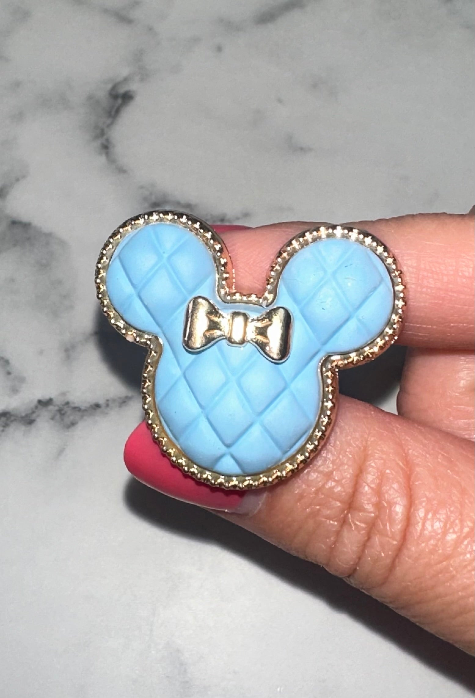 Blue Quilted Mini Shoe Charm