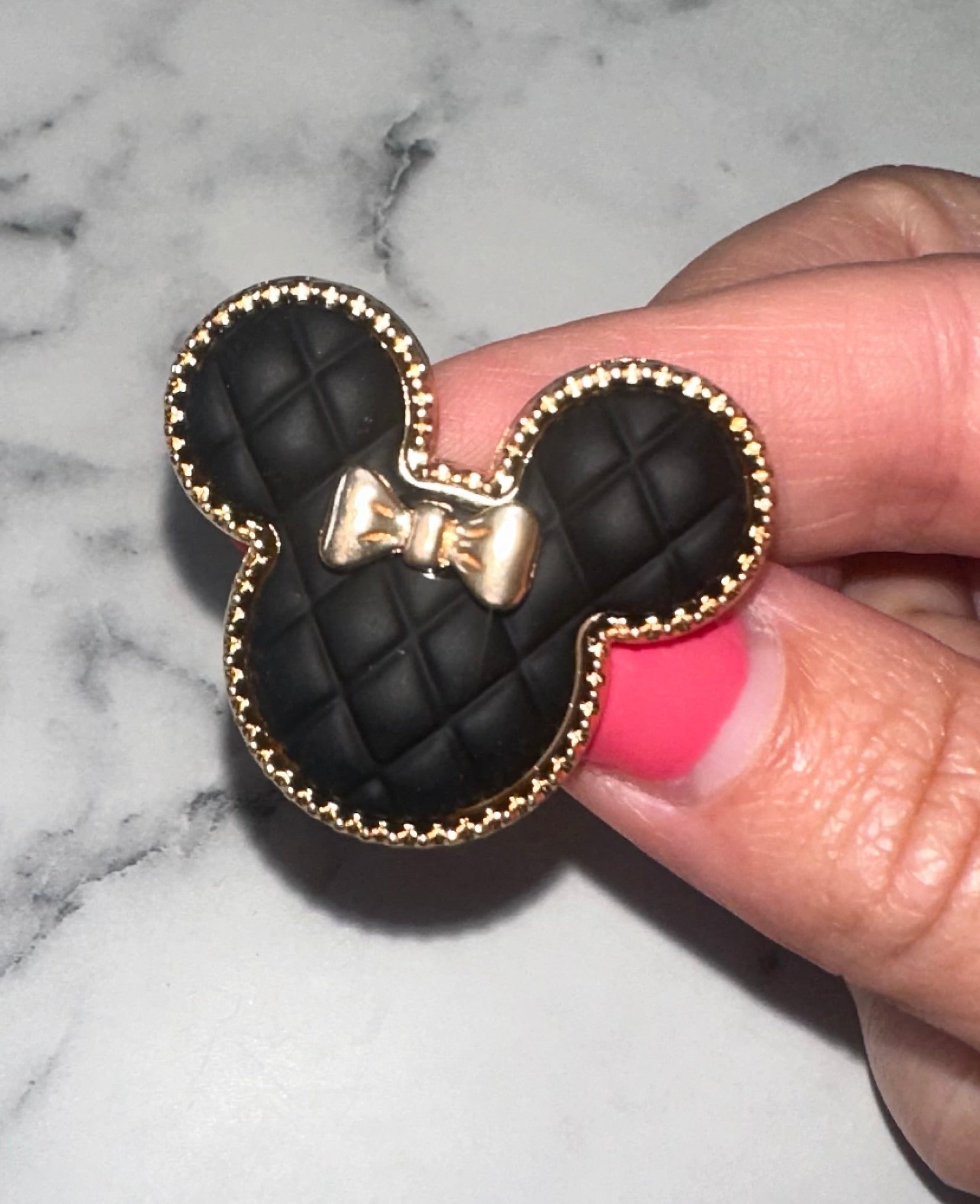 Black Quilted Mini Shoe Charm