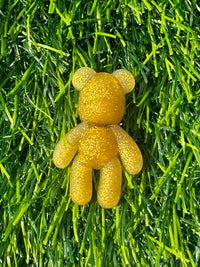 Gold matte glitter teddy bear shoe charm