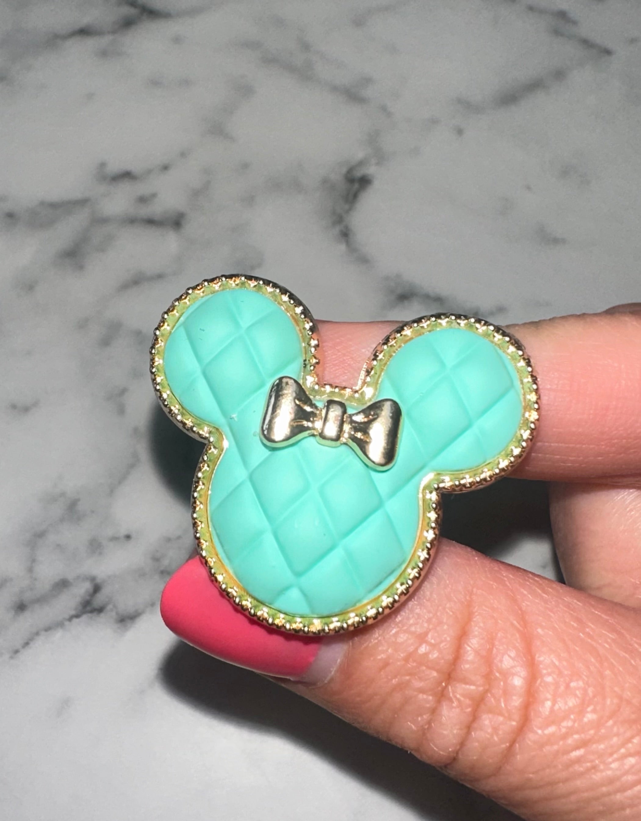 Mint Quilted Mini Shoe Charm