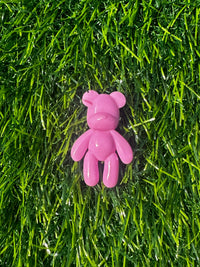 Glossy pink teddy bear shoe charm