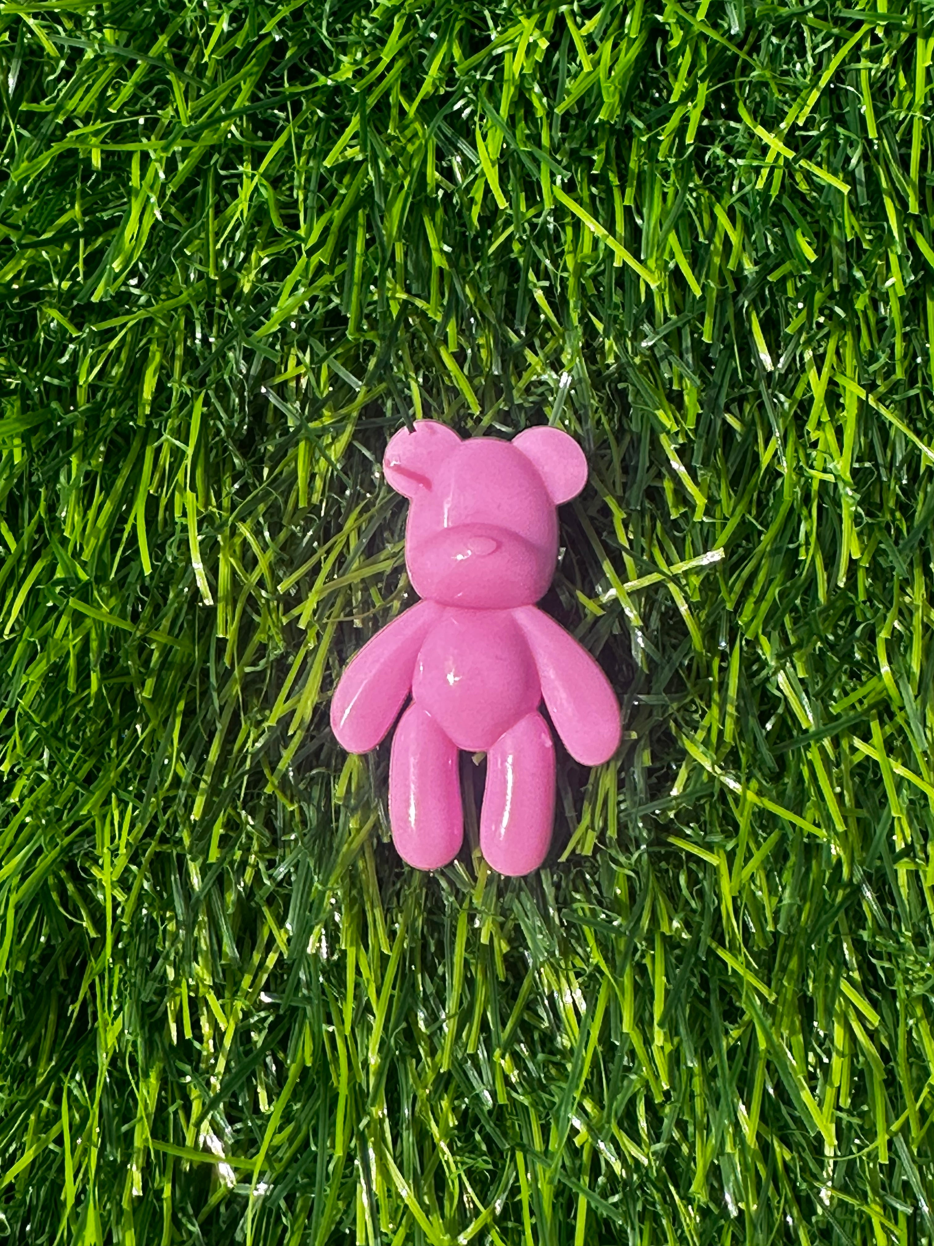 Glossy pink teddy bear shoe charm