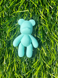 Glossy turquoise teddy bear shoe charm