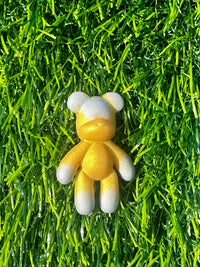 Gold & silver matte teddy bear shoe charm