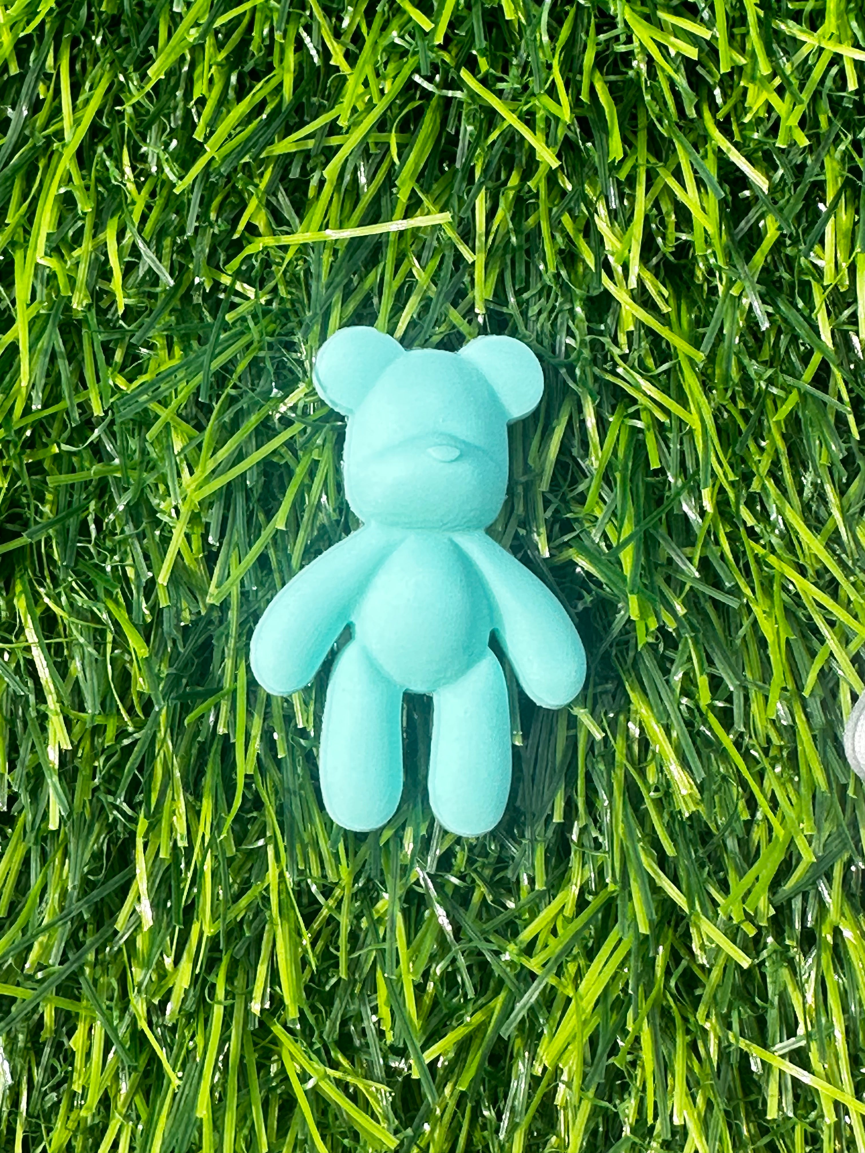 Matte turquoise teddy bear shoe charm