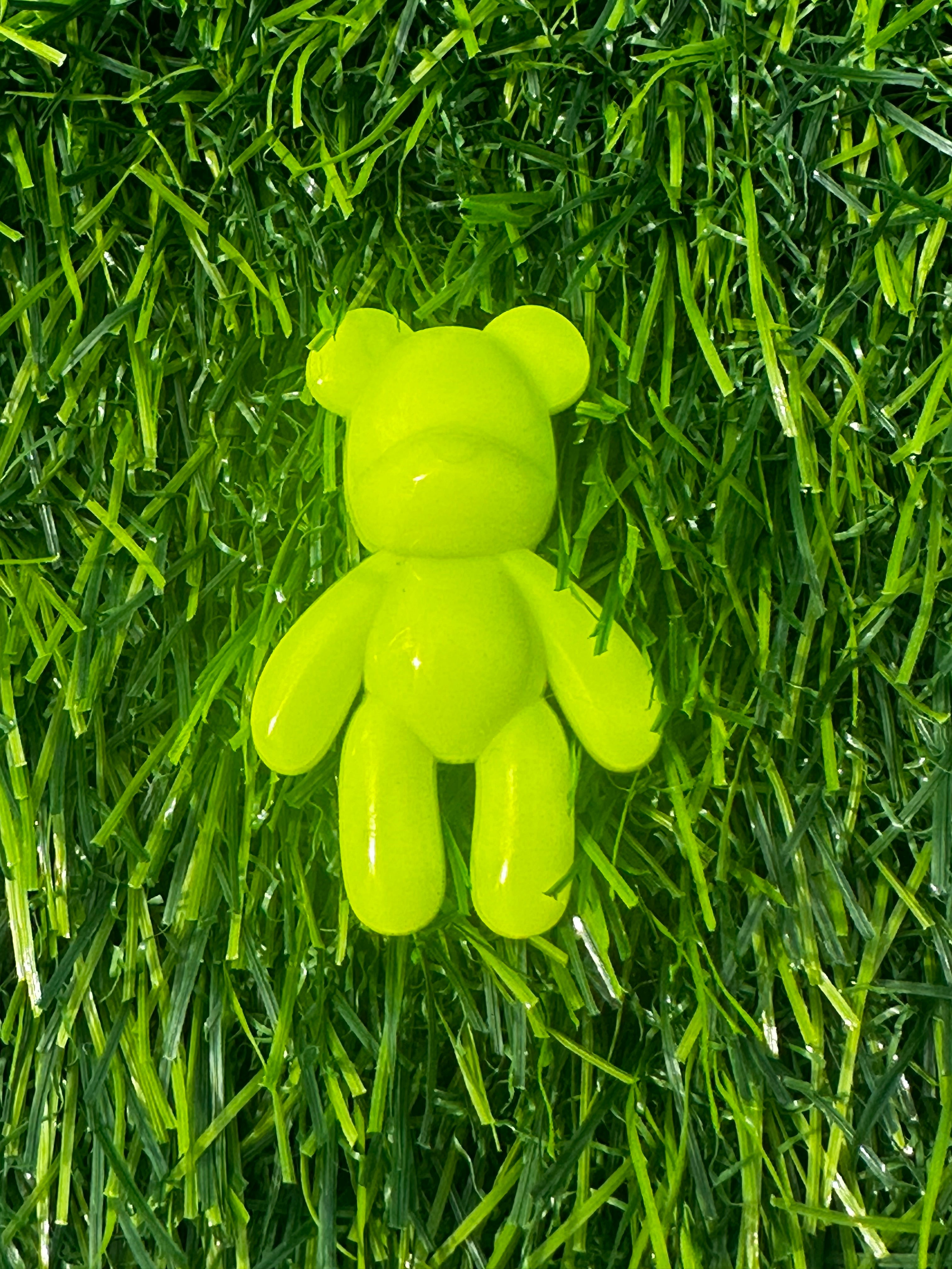 Glossy neon yellow teddy bear shoe charm