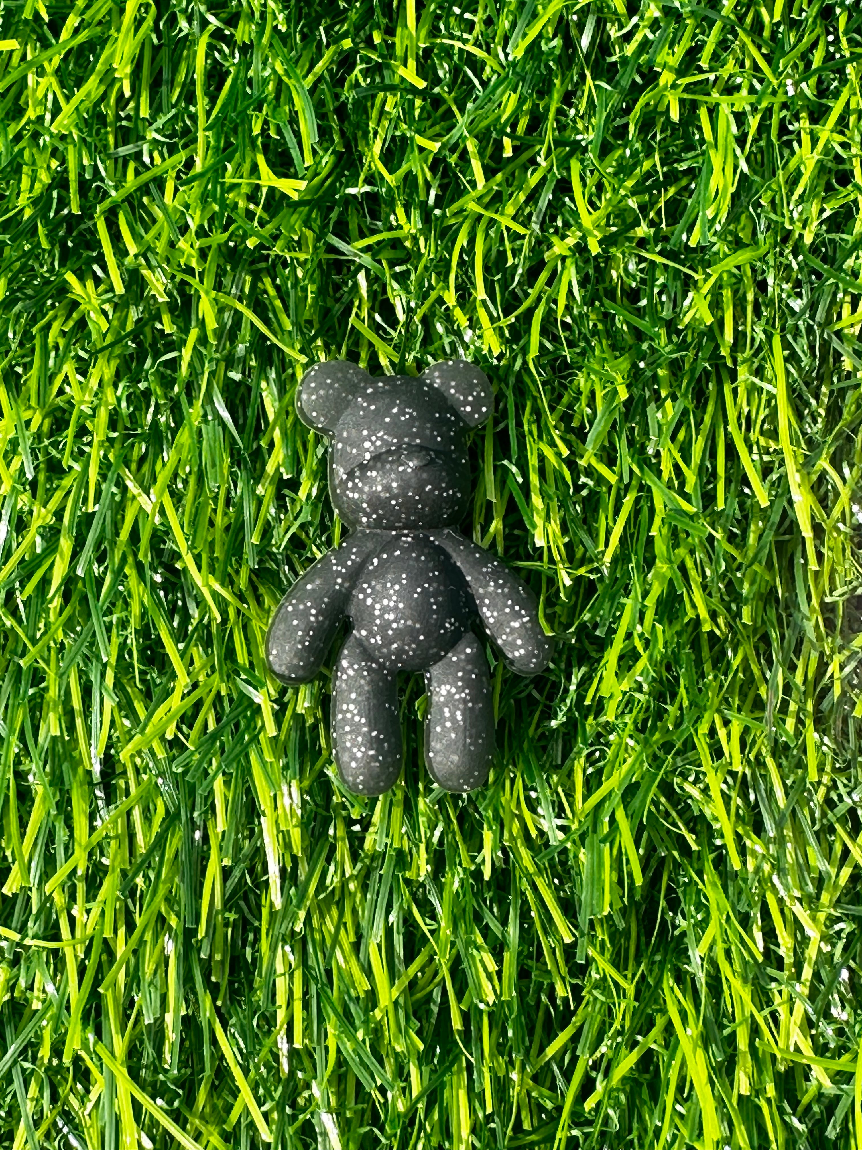 Black sparkle teddy bear shoe charm