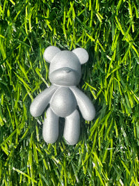 Silver matte teddy bear shoe charm