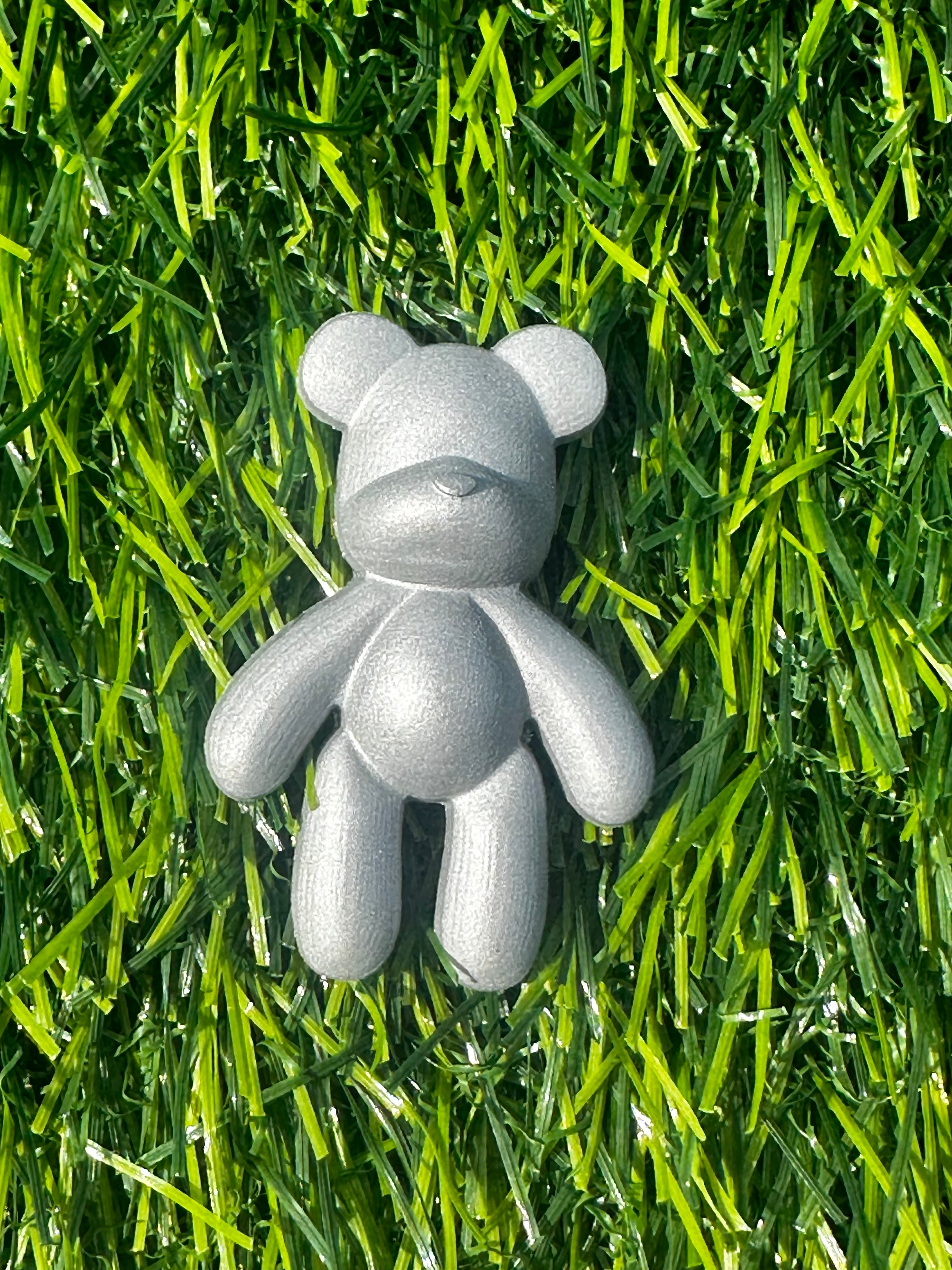 Silver matte teddy bear shoe charm